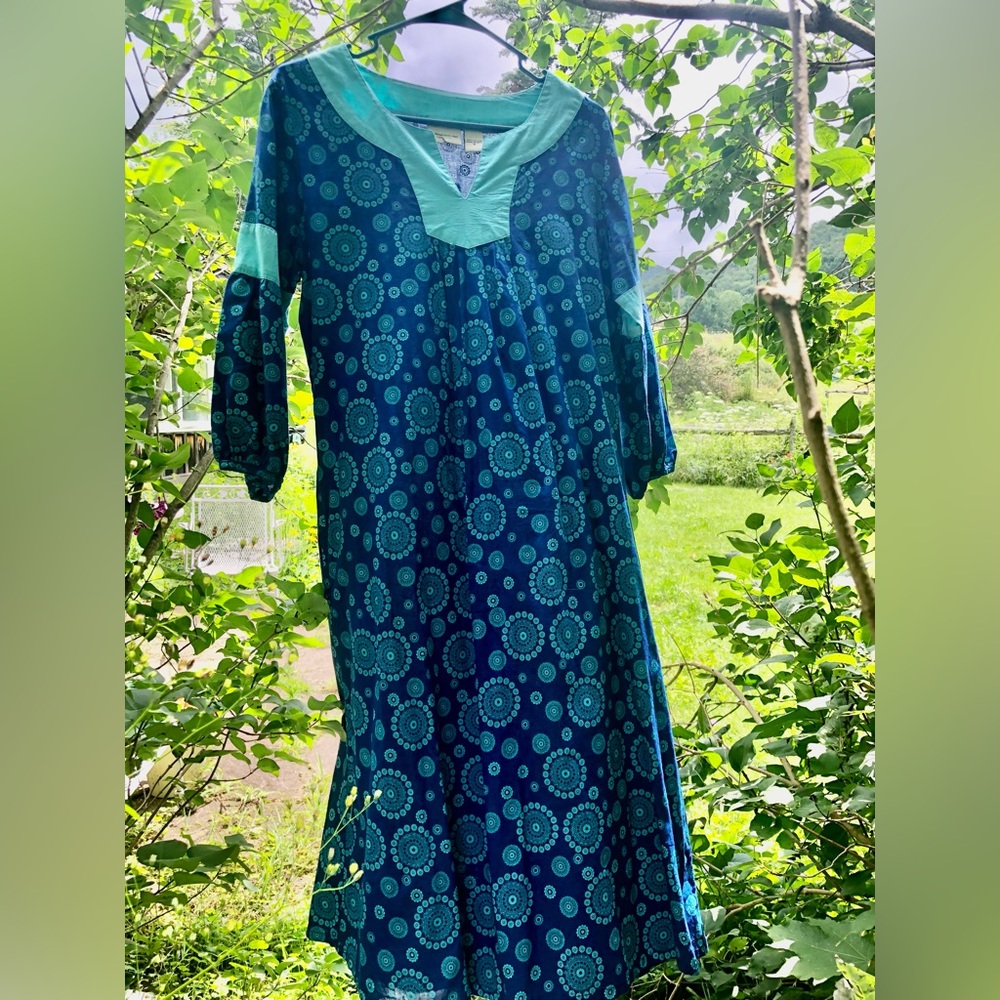 Boho blue Vermont country store dress with pockets! Size small👗